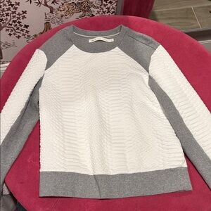 Blanc Noir Gray and White Crew Neck Sweater